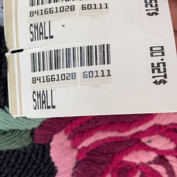 VTG Knitting Needles Hand-Knit /Embroidered Ramie Cotton Black Floral Sweater - Picture 10 of 11